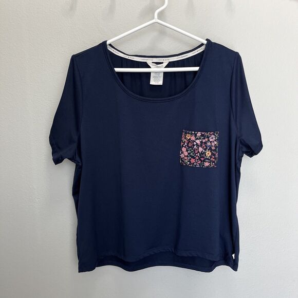 Lucky Brand | Blue Floral Pocket Sleep Top Soft Short Sleeve XL Boho - Picture 4 of 7
